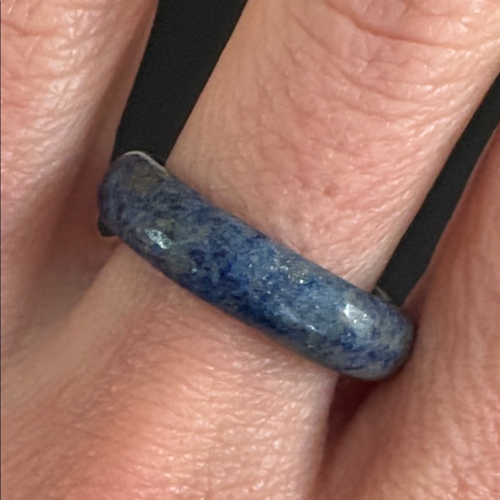Natural Raw Blue Sodalite Crystal Ring Band Stone Gemstone size 8